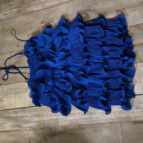 Amable x Mable Austyn Dress Mini Ruffled Tiered Blue S - Picture 3 of 11